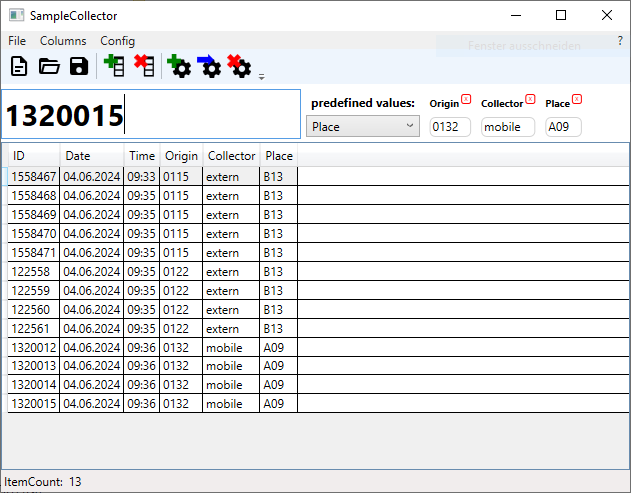 Sample Collector software